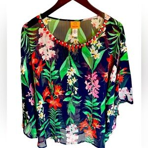 Ruby Rd. Beautiful spring cover up top with embellishments XL ladies top